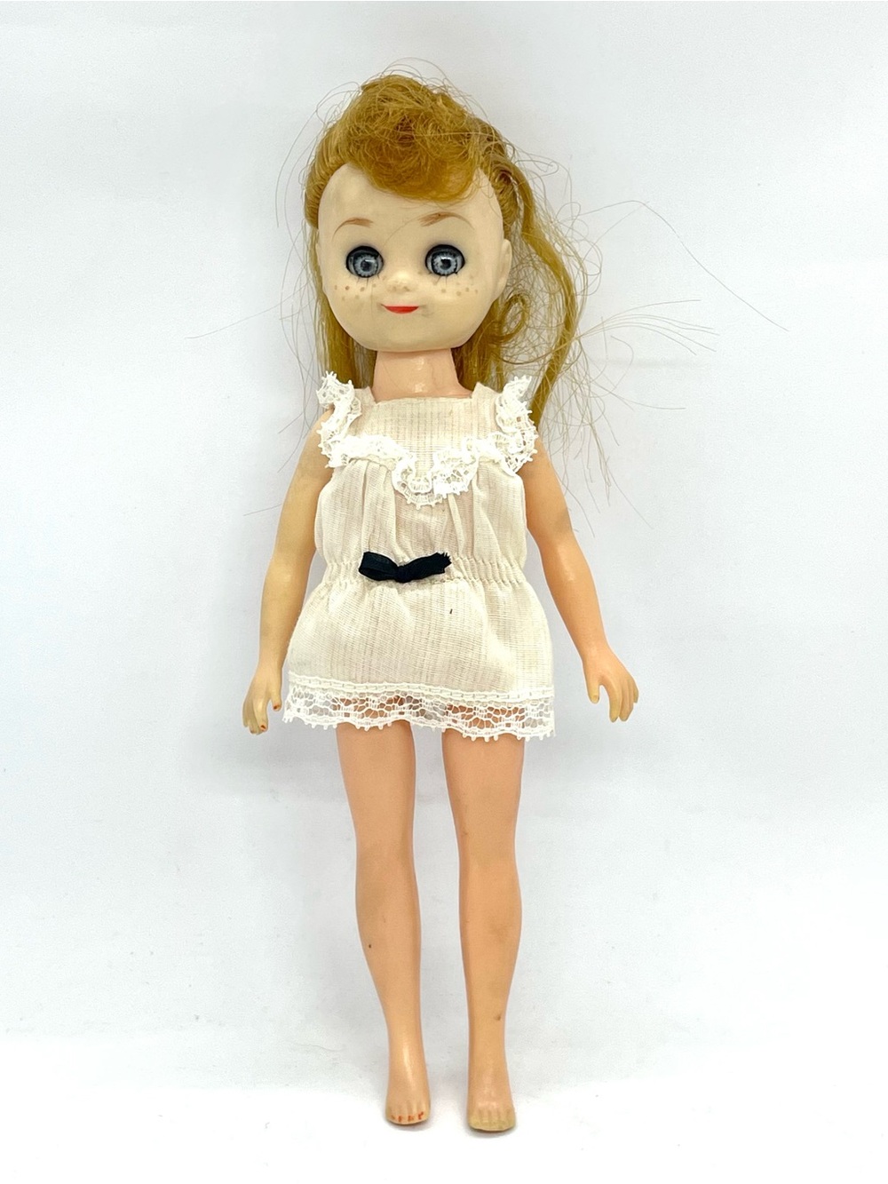 Vintage 1960s Sleepy Eyes Doll Japan 9"  Eyes Open Close Freckles Auburn Hair